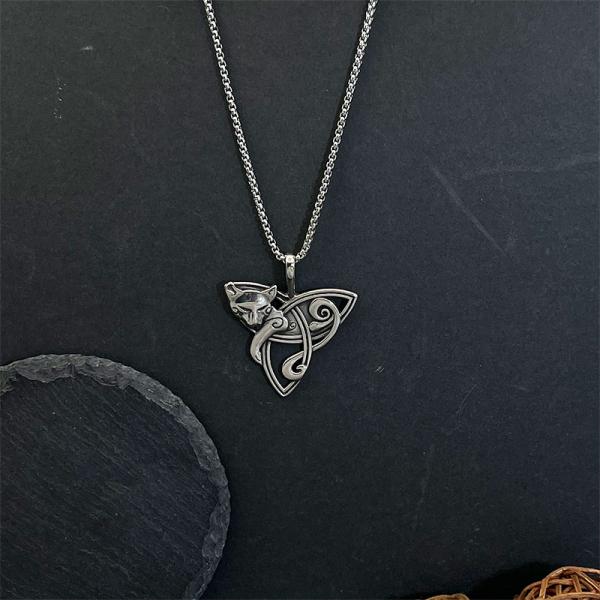 Halskette mit Fuchs-Anhänger im Vintage-Stil, im Wikingerstil, keltischer Knoten