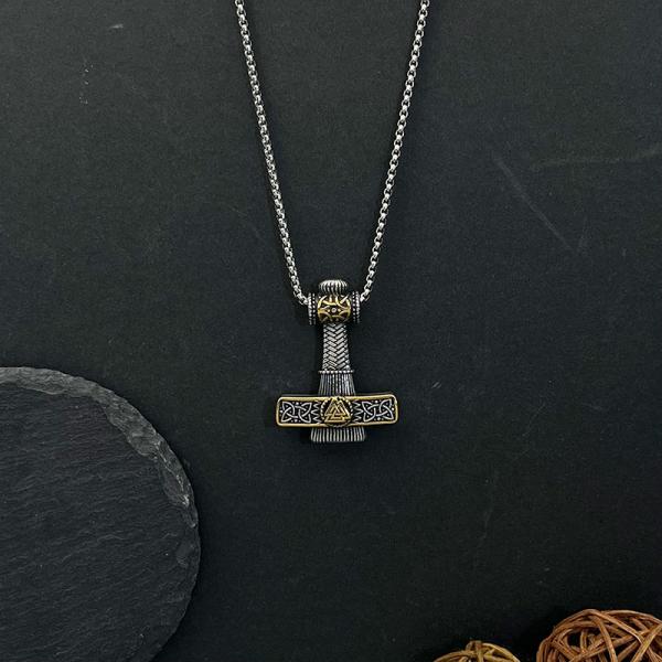 Halskette im Vintage-Stil mit Mjölnir Hammer Anhänger
