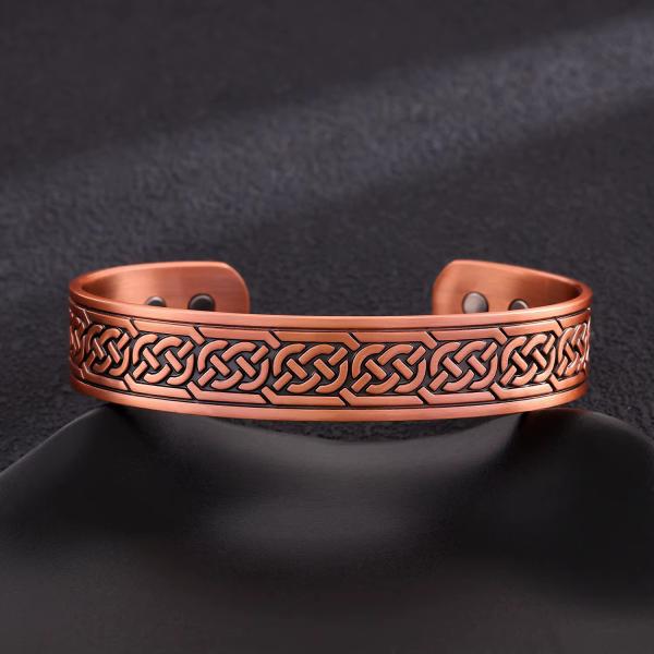 Kupferarmband Keltisches Bandmuster – Verstellbar | 12 mm Breit | ca. 38 g | Symbolarmband