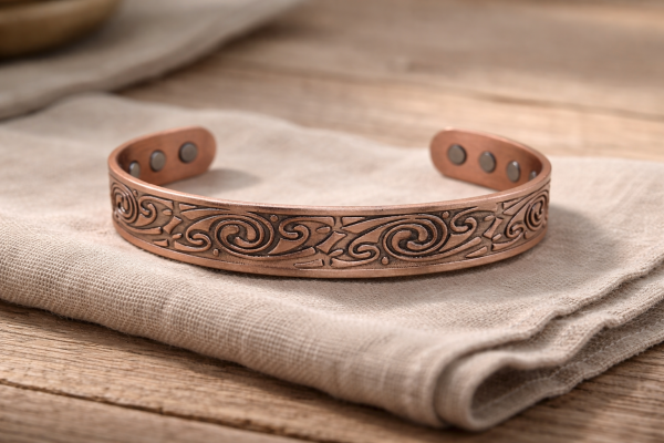 Kupferarmband Nordische Spiralen – Verstellbar | ca. 12,4 mm Breit | ca. 34,6 g | Symbolarmband