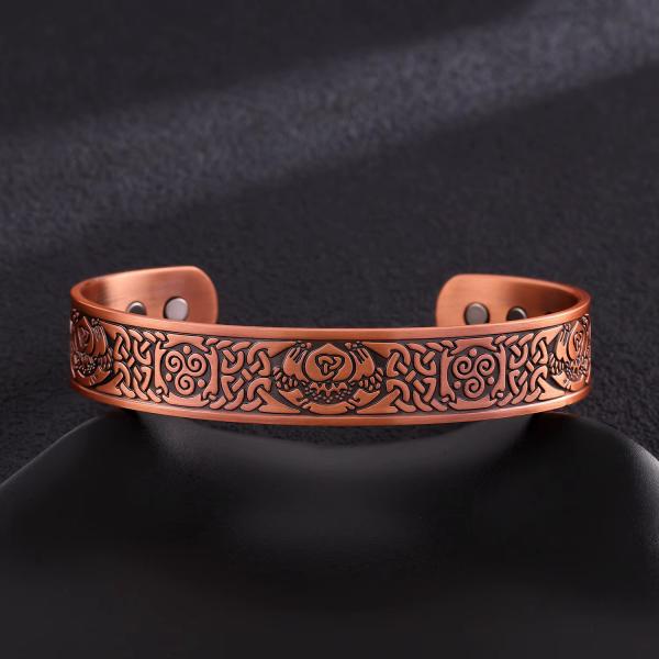 Kupferarmband Nordisches Schutzsymbol – Verstellbar | 12 mm Breit | ca. 38 g | Symbolarmband