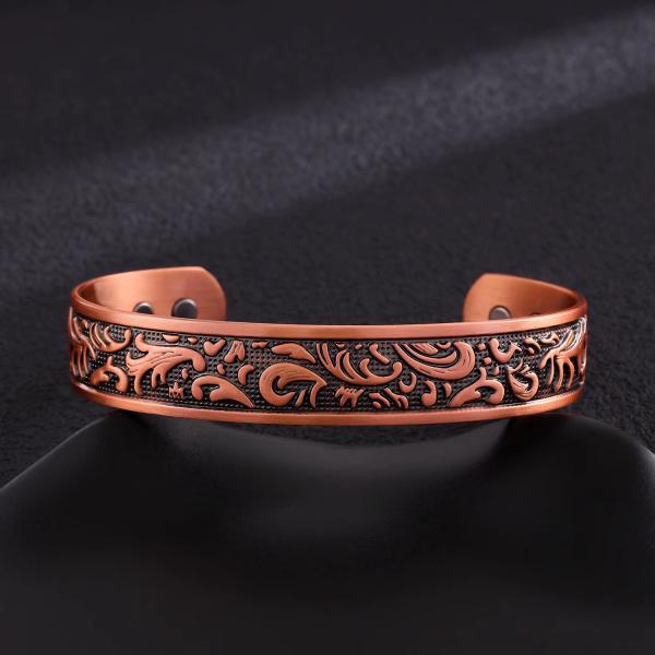 Kupferarmband Nordische Ornamente – Verstellbar | 12 mm Breit | ca. 38 g | Symbolarmband