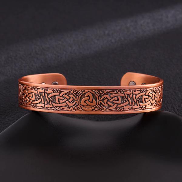 Kupferarmband Triquetra (keltischer Knoten) – Verstellbar | 12 mm Breit | ca. 38 g | Symbolarmband