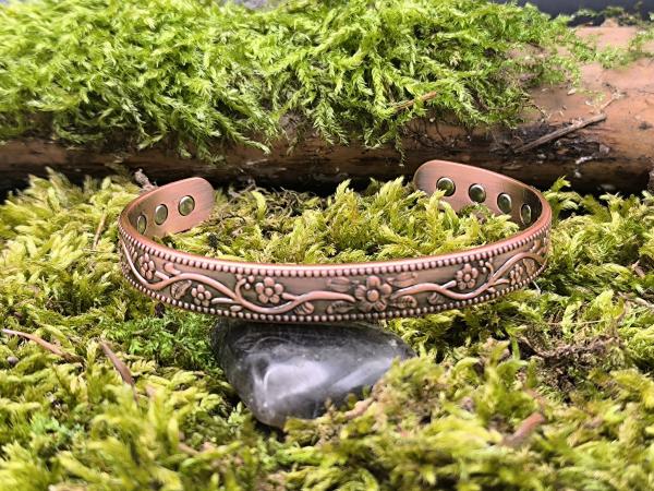 Kupferarmband Blumen ca. 10 mm – mit Magneten – ca. 26 g