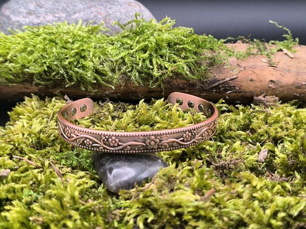 Kupferarmband Blumen ca. 10 mm – mit Magneten – ca. 26 g