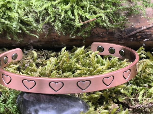 Kupferarmband Herzen ca. 7,8 mm – mit Magneten – ca. 22 g