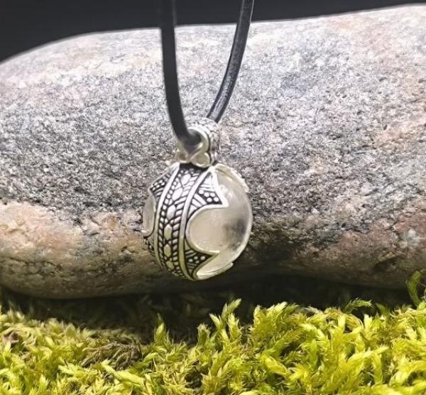 Wikinger Bergkristall-Perle versilbert – Nachbildung eines Fundes aus Gotland