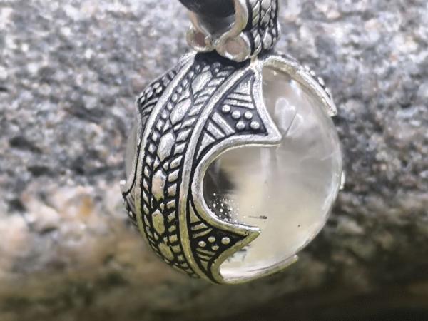 Wikinger Bergkristall-Perle versilbert – Nachbildung eines Fundes aus Gotland