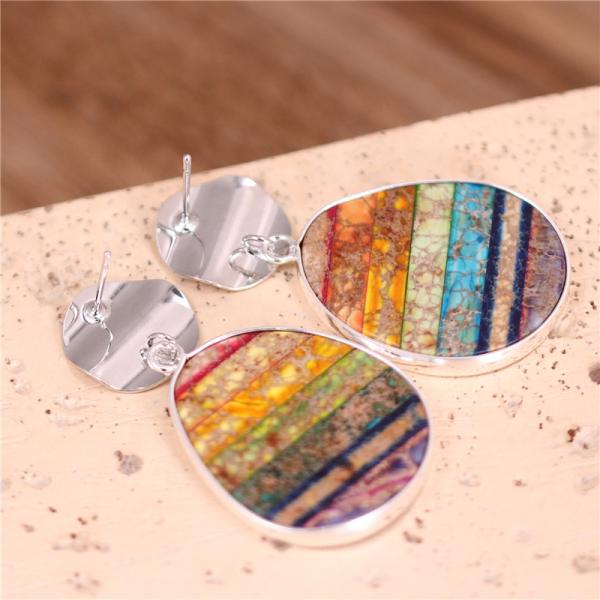 Imperial Jaspis Ohrringe – Regenbogen, 7 Chakren Jaspis Ohrstecker