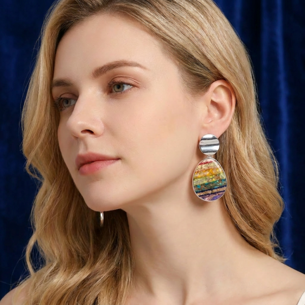 Imperial Jaspis Ohrringe – Regenbogen, 7 Chakren Jaspis Ohrstecker