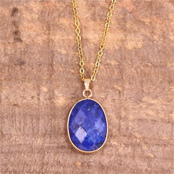 Lapislazuli Tropfen Kette – Edelstahl goldfarben