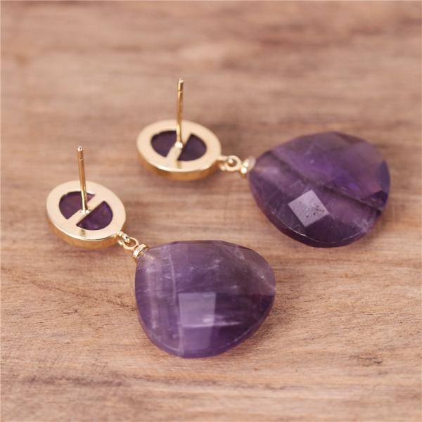 Amethyst Tropfenohrringe – Vergoldet