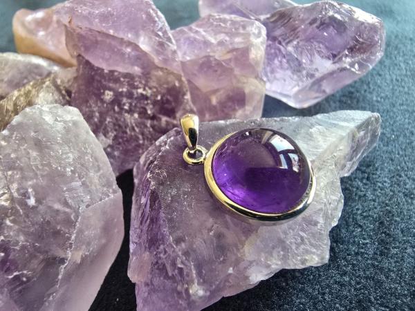 Silberanhänger mit Cabochon - Amethyst / rund 12 mm