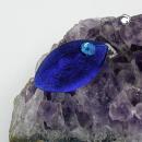 Brosche Anstecknadel 35x20x11mm Maus blau-transparent glänzend mit hellblauem Auge Kunststoff