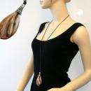 Kette 85x36mm Tropfen beige-braun-marmoriert 100cm