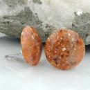 Clip Ohrring 30mm rotbraun-schwarz-weiß glänzend Kunststoff-Bouton