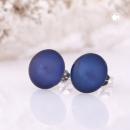 Ohrstecker Ohrring 12mm Kunststoff blau-transparent-eismatt Stift silberfarben