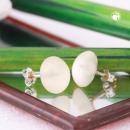 Ohrstecker Ohrring 12mm Kunststoff weiß-transparent-eismatt Stift silberfarben