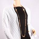 Kette Perlen Holz und Kunststoff horn-braun mit goldfarbener Kordelkette 130cm