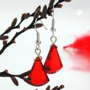 Ohrhaken Ohrhänger Ohrringe 40x13mm Flachkegel Kunststoff rot facettiert