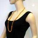 Kette 6-8-10mm Perlen bernsteinfarbig glänzend Kunststoff 90cm