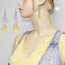 Ohrhaken Ohrhänger Ohrringe 75x10mm Tropfen gelb transparent Kunststoff Weitpanzerkette Alu