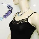 Kette 12x9mm Facettenperle Kunststoff blau mit Kordel blau 45cm