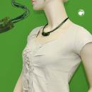 Kette 54x19mm Anhänger Rohr flach gebogen grün-marmoriert glänzend Kunststoff 45cm