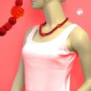 Kette 20mm 3x Spiralperle Kunststoff rot transparent und rote Perlen 52cm