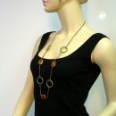 Kette 25x25x12mm Nugget Kunststoff oliv-braun-AB Kordel braun 100cm