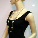 Kette geknotet Kunststoffperlen oliv mint Kordel oliv 95cm