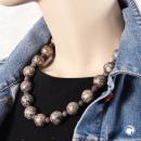 Kette 18mm Perle Kunststoff beige-braun-gold gesprenkelt 55cm