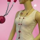 Kette Kunststoffperlen altrosa-grau-kristall Alu-Ankerkette grau 90cm