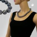 Kette 16mm Perlen Kunststoff grau-marmoriert 55cm