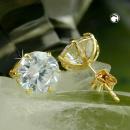 Ohrstecker Ohrring 7mm großer Zirkonia rund 9Kt GOLD