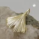 Anhänger 20mm Ginkgoblatt glänzend 9Kt GOLD