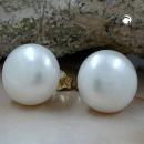 Ohrstecker Ohrring ca. 11mm Süßwasserzuchtperle abgeflacht 9Kt GOLD