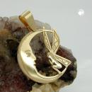 Anhänger 17x15mm Elfe im Mond Lasergravur 9Kt GOLD