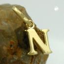 Anhänger 8x6mm Buchstabe N glänzend 9Kt GOLD
