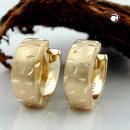 Creole Ohrring 12x5mm Klappscharnier mattiert diamantiert 9Kt GOLD