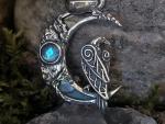 Mond & Rabe – Anhänger aus 925 Silber mit Mondstein und Abalone