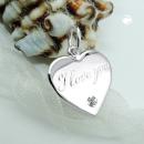 Anhänger 16mm Herz mit Schriftzug - I love you- und Zirkonia glänzend Silber 925