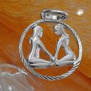 Anhänger 15mm Sternzeichen Zwilling Silber 925