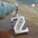 Anhänger 8x7mm Buchstabe Z glänzend mit Zirkonias Silber 925