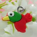 Anhänger 12x14mm Vogel bunt Silber 925