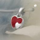Anhänger 8x9mm Herzen rot-silber, Silber 925
