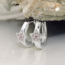 Creole 12x2mm Klappscharnier Stern mit Zirkonias pink Silber 925