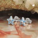 Ohrstecker Ohrring 7x6mm Kinderohrring Stern hellblau Zirkonia pink Silber 925