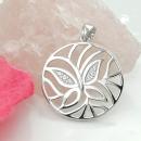 Anhänger 23mm Schmetterling mit Zirkonias glänzend rhodiniert Silber 925