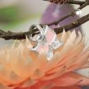 Anhänger 7x8mm Schmetterling rosa lackiert mit Zirkonia Silber 925